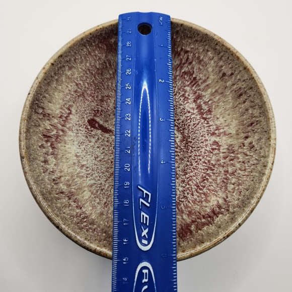 Glazed Art Pottery Small Bowl Burgundy & Gray Tones 6" Diameter - Picture 4 of 5